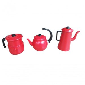 Conjunto Café de Alumínio Vermelho Craqueado 3 Peças Extang