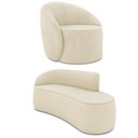 Ver imagem 1 de Sofá 3 Lugares Orgânico 180cm Morgan e Poltrona Lua Suede Bege D03 - D’Rossi