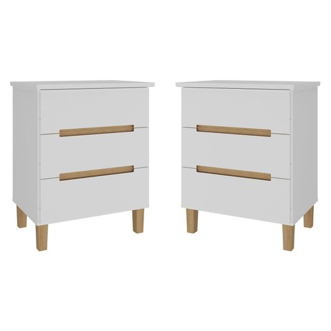 Conjunto com 2 Mesas de Cabeceira MDF Logan Yescasa Branco
