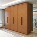 Ver imagem 1 de Guarda-Roupa Casal 6 Portas 5 Gavetas MDF 243cm Áries Amêndoa Clean
