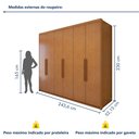 Ver imagem 4 de Guarda-Roupa Casal 6 Portas 5 Gavetas MDF 243cm Áries Amêndoa Clean