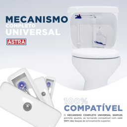 Kit Mecanismo Reparo Completo Entrada e Saída Universal com Boia P/ Caixa Acoplada Descarga | Astra - 7