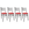 Kit Conjunto 4 Cadeiras para Cozinha Mesa Jantar Bar Lanchonete Restaurante Preta Estofado Vermelho - 1