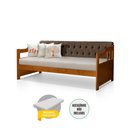 Ver imagem 2 de Sofá Cama Dublin Mona Estofado Capitonê Veludo Marrom Madeira com 1 Colchão - Castanho