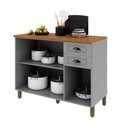 Ver imagem 2 de Balcão 1,20cm com 3 Portas 2 Gavetas com Tampo 100% Mdf Titânio Fosco Amoudi