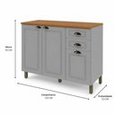 Ver imagem 3 de Balcão 1,20cm com 3 Portas 2 Gavetas com Tampo 100% Mdf Titânio Fosco Amoudi