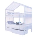 Ver imagem 1 de Beliche Solteiro Casinha com Gavetas e Cortina Madeira Maciça Branco Megamobilia