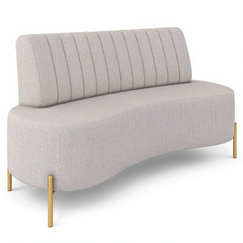 Sofá 2 Lugares 135cm Pés Aço Dourado Tamar Linho Areia Z08 - Mpozenato