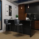 Ver imagem 2 de Banqueta Alta com Encosto para Bancada Cozinha Pés Aço Penha R02 PU Preto - Mpozenato