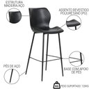 Ver imagem 3 de Banqueta Alta com Encosto para Bancada Cozinha Pés Aço Penha R02 PU Preto - Mpozenato