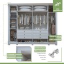Ver mais imagens de Guarda-roupa 6 Portas 6 Gavetas 100% Mdf Detroid com Pés