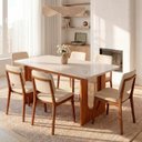 Ver imagem 1 de Conjunto Sala de Jantar 1 Mesa Retangular Tali 180cm 6 Cadeiras Miriti CabeCasa MadeiraOriginals