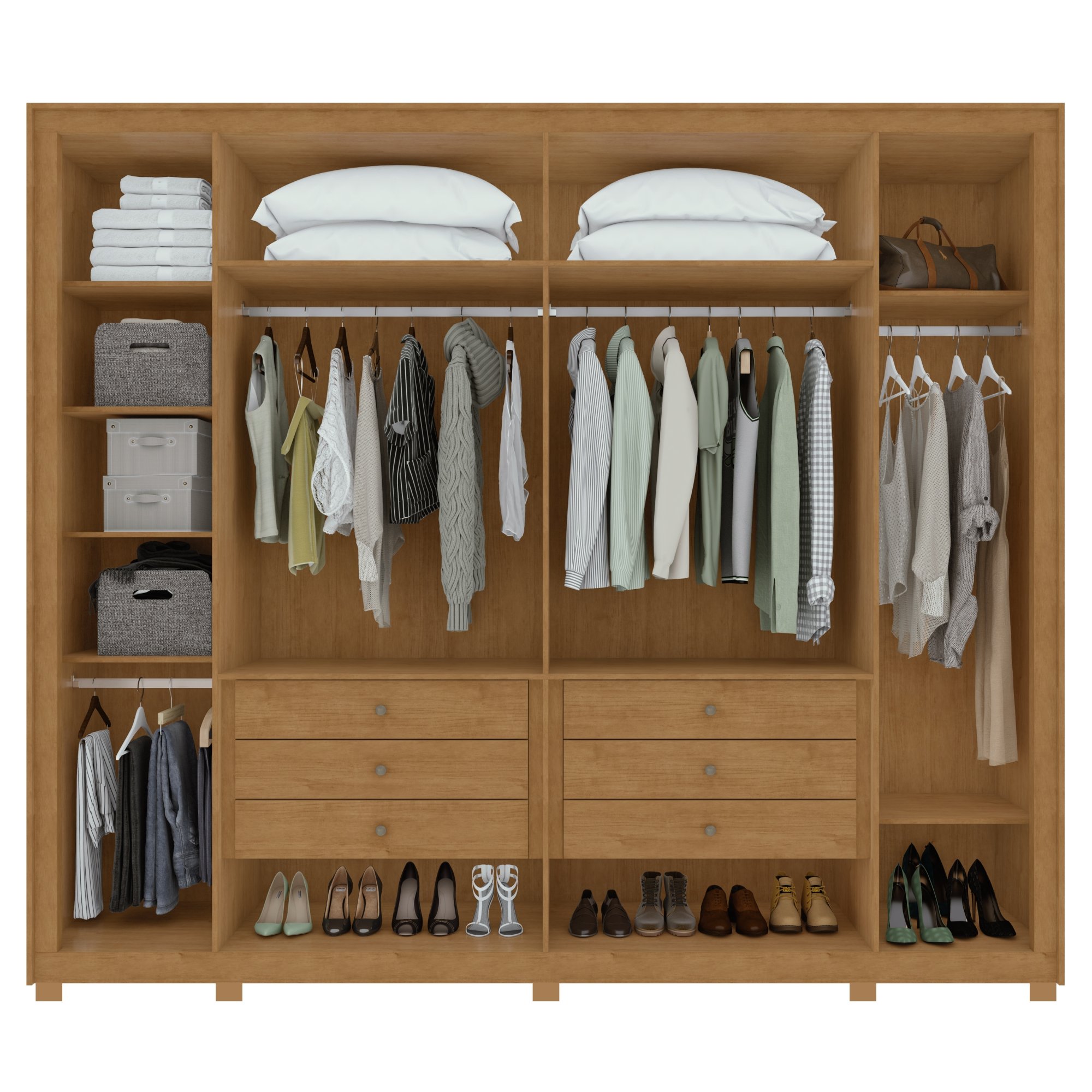 Guarda-roupa 6 Portas 6 Gavetas 100% Mdf Imperatore com Pés - 11