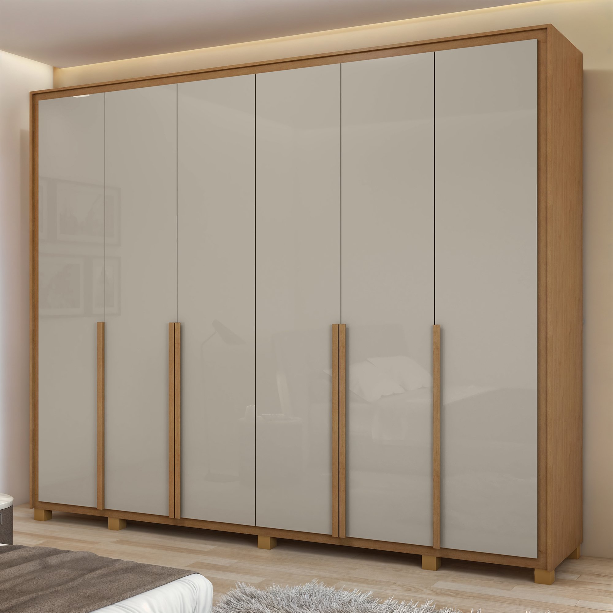 Guarda-roupa 6 Portas 6 Gavetas 100% Mdf Imperatore com Pés - 1