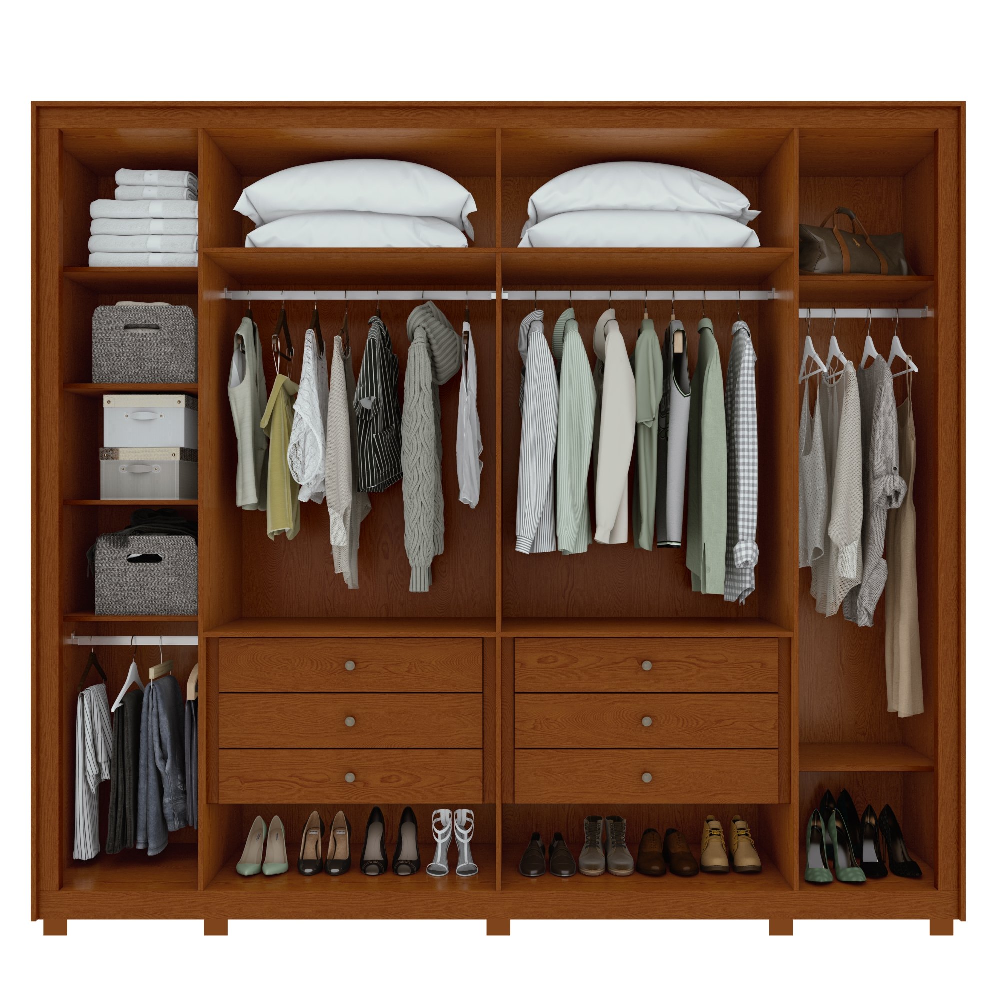 Guarda-roupa 6 Portas 6 Gavetas 100% Mdf Imperatore com Pés - 11