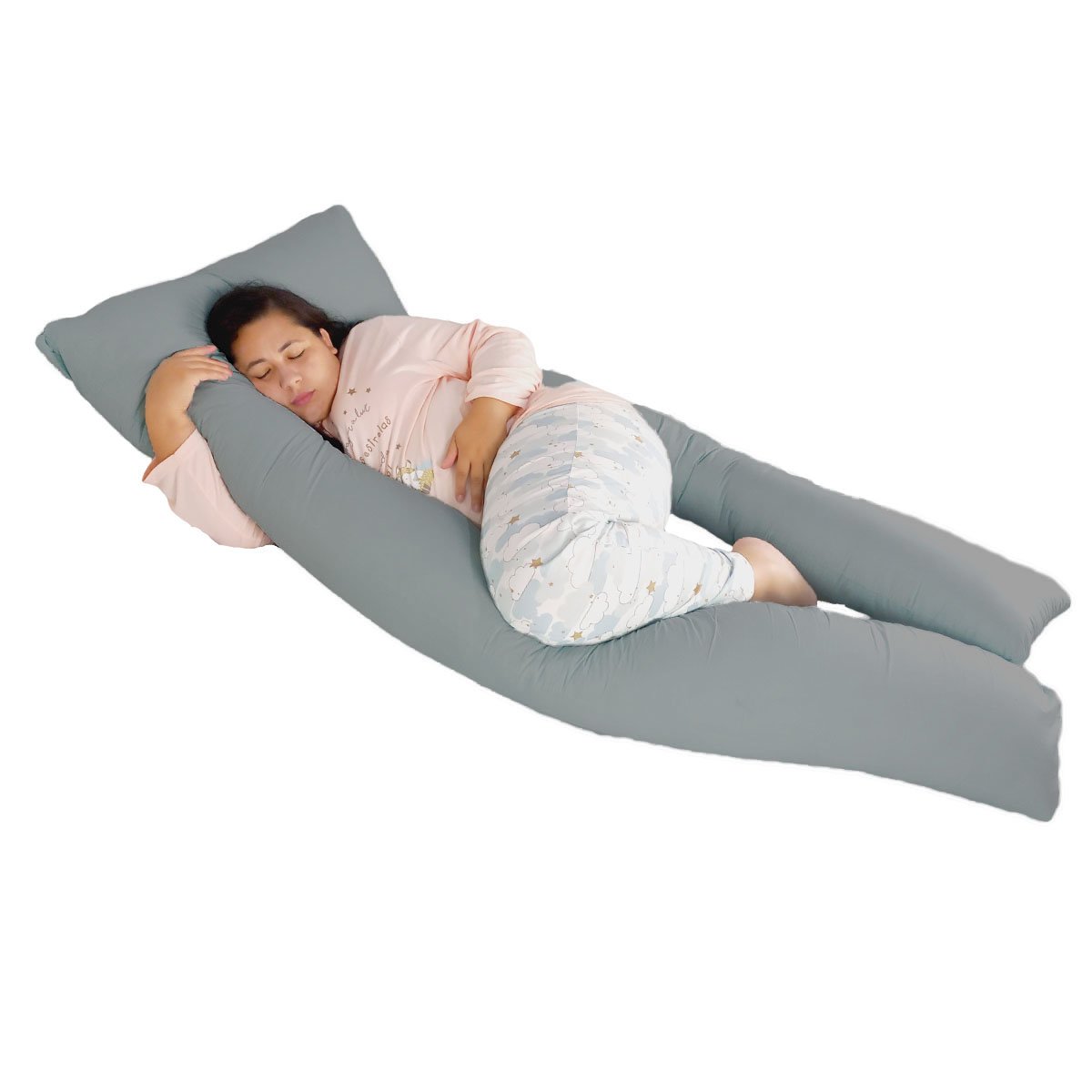 Travesseiro de Corpo Gigante 190x80cm Com 2 Capas De Algodão - Cinza ...