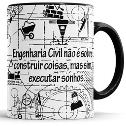 Caneca Profissão Engenharia Civil com alça e interior preto - 2