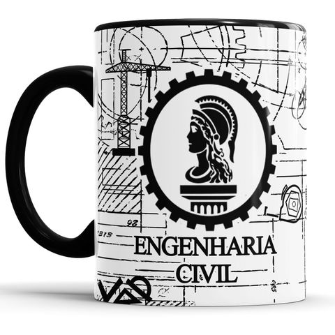 Caneca Profissão Engenharia Civil com Alça e Interior Preto