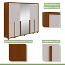 Ver imagem 4 de Guarda-roupa 6 Portas 6 Gavetas 100% Mdf Imperatore com Espelho e com Pés