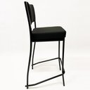 Ver imagem 3 de Kit 4 Banquetas para cozinha Empilhável preta assento e encosto estofados em linho cor preto