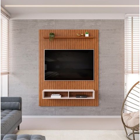 Painel Ripado Tv até 55 Polegadas 1,35m Dj Aston Freijo / Off White Dj Móveis