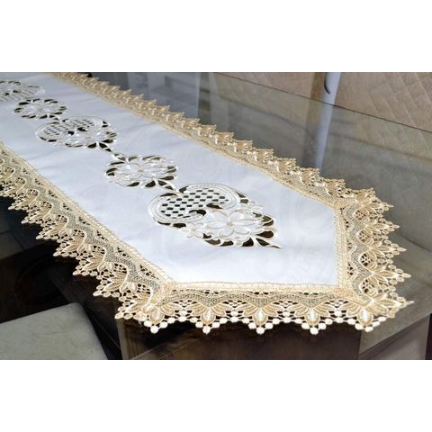 Caminho de Mesa Toulouse Bege - 1,80 m Arte & Tear Caminho de Mesa Bordado
