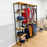 Kit Arara de Roupas Twice e Estante Style Slim Nozes e Preto - 3