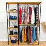 Kit Arara de Roupas Twice e Estante Style Slim Nozes e Preto - 2