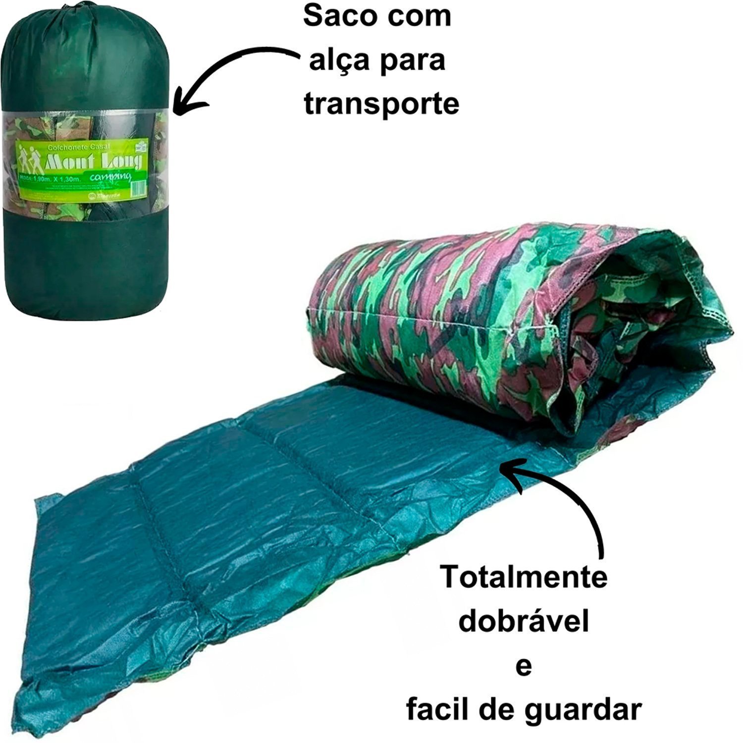Colchonete Camping Dobrável Mont Long+bag Transporte Tamanho:casal 130x190cm - 4