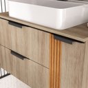 Ver imagem 2 de Gabinete Banheiro Ripado Dolphin 80cm (gabinete+cuba+espelheira+tampo Vidro) Madeirado Inteiro