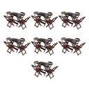 Ver imagem 1 de Kit 7 Jogos De Mesa Dobravel Com 4 Cadeiras De Madeira 120X70 Para Restaurante E Bar - Imbuia
