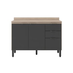 Balcão de Cozinha 3 Portas 120 Cm Firenze Avena Touch Grafito 93241 Demóbile