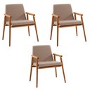 Ver imagem 1 de Kit 3 Cadeiras Decorativa Sala de Jantar Sidnei Linho Bege - Gran Belo