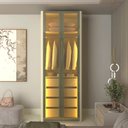 Ver mais imagens de Módulo Guarda-Roupa Reflecta 2 Portas com LED 100% MDF Innova Bege/Off White