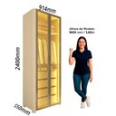Ver imagem 5 de Módulo Guarda-Roupa Reflecta 2 Portas com LED 100% MDF Innova Bege/Off White