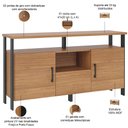 Ver imagem 4 de Aparador Buffet para Sala de Jantar 2 Portas Industrial Marion D03 Freijó Preto Fosco - Lyam Decor