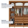 Guarda-roupa Casal 2 Portas 6 Gavetas 100% Mdf Toronto com Espelho e com Pés - 12