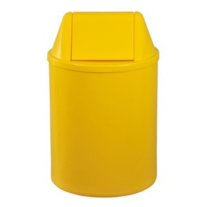 Cesto de Plástico 29cm / 12 Litros com Tampa Vai e Vem Amarelo - EB9AM - JSN Cesto de Plástico 29cm 