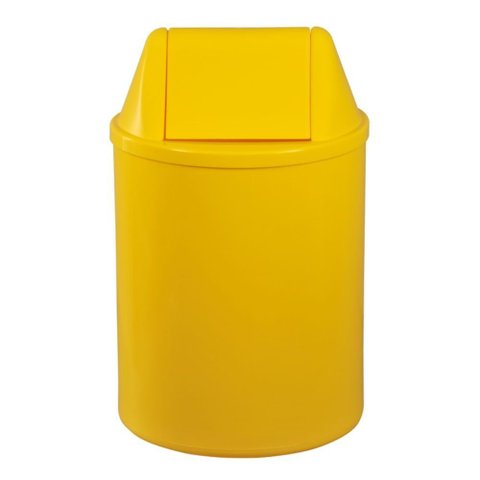 Cesto de Plástico 29cm / 12 Litros com Tampa Vai e Vem Amarelo - EB9AM - JSN Cesto de Plástico 29cm 
