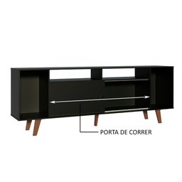 Rack para Tv até 65 Polegadas Madesa Cancun com Pés - Preto/rustic/preto - 6 Rack para Tv até 65 Polegadas Madesa Cancun com Pés - Preto/rustic/preto - 6