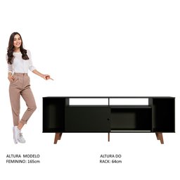 Rack para Tv até 65 Polegadas Madesa Cancun com Pés - Preto/rustic/preto - 7 Rack para Tv até 65 Polegadas Madesa Cancun com Pés - Preto/rustic/preto - 7