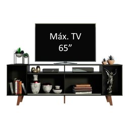 Rack para Tv até 65 Polegadas Madesa Cancun com Pés - Preto/rustic/preto - 5 Rack para Tv até 65 Polegadas Madesa Cancun com Pés - Preto/rustic/preto - 5