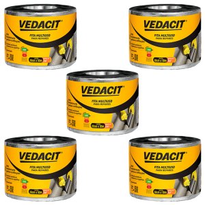 5 Manta Asfáltica Adesivo Alumínio Vedacit 10cmx10m Telha