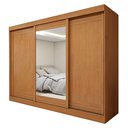 Ver imagem 3 de Guarda-Roupa Casal 3 Portas de Correr 4 Gavetas com Espelho 270cm Nice Marrom Amêndoa Clean/Off White