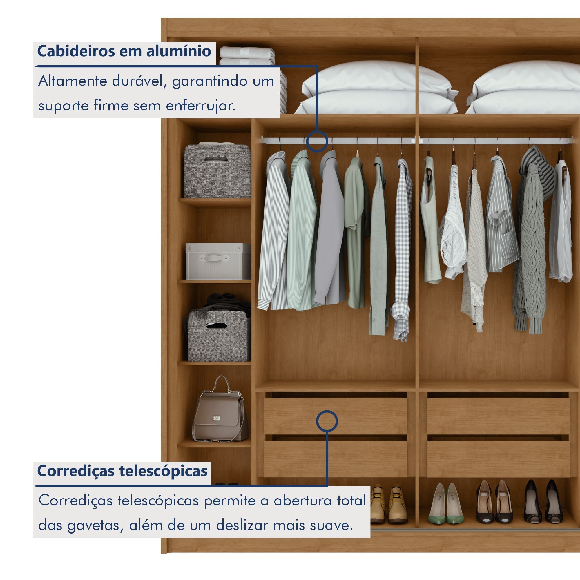 Guarda-roupa Casal 100% Mdf 2 Portas 4 Gavetas Velaris - 6