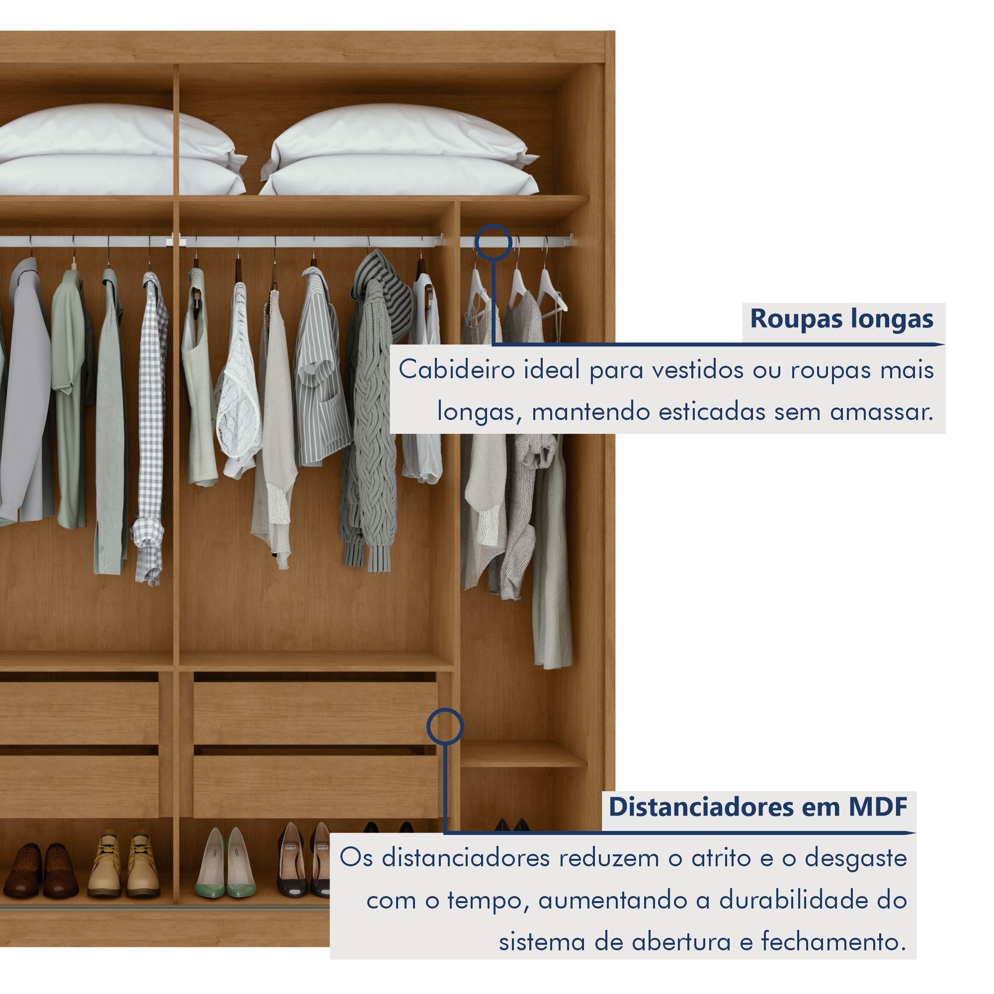 Guarda-roupa Casal 100% Mdf 2 Portas 4 Gavetas Velaris - 8