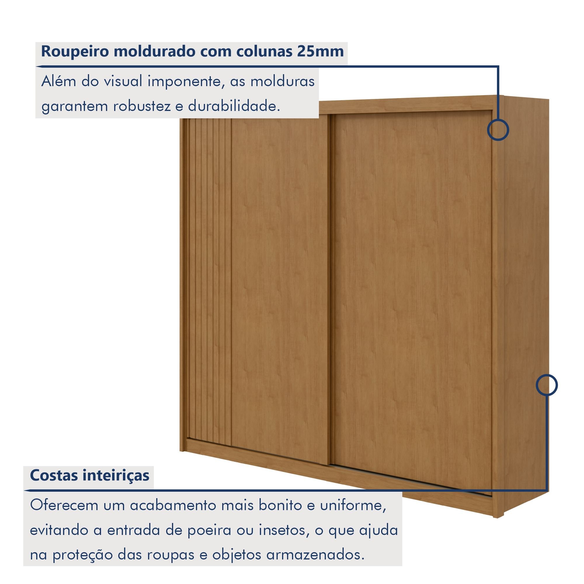 Guarda-roupa Casal 100% Mdf 2 Portas 4 Gavetas Velaris - 3