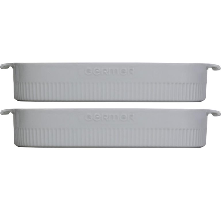 Kit 2 Travessas Refratária Porcelana 36x24cm Branca Germer com Alças Restaurante Kit 2 Travessas Refratária Porcelana 36x24cm Branca Germer com Alças Restaurante
