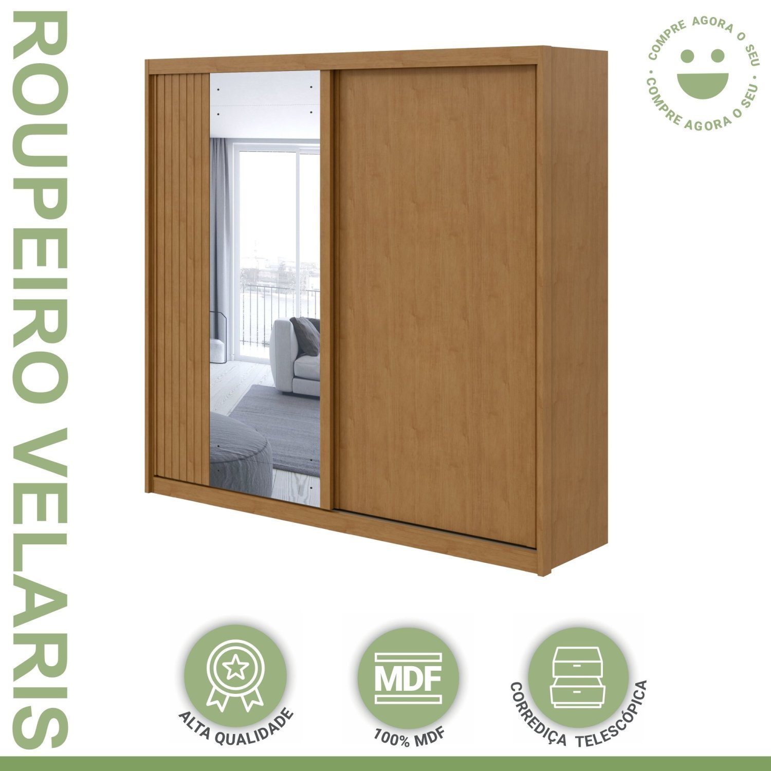 Guarda-roupa Casal 100% Mdf 2 Portas 4 Gavetas Velaris com Espelho - 13