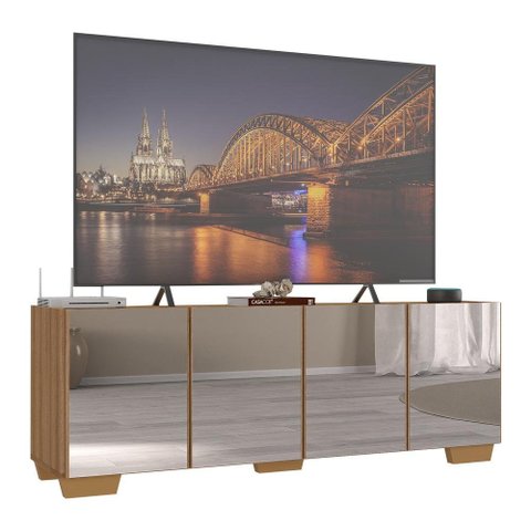 Rack Tv até 50 Polegadas com Espelhos 4 Portas Multimóveis Mp1083 Rustic/natural